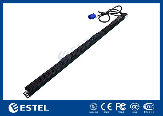 Μαύρο 200 - 240VAC 32A κάθετη μονάδα PDU με πρίζες C13 / C19 για τη διανομή ενέργειας