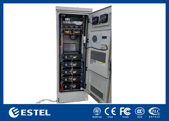 IP55 22U Εξωτερικό ντουλάπι μπαταρίας με ενσωματωμένο 9KW 48VDC σύστημα ηλεκτρικής ενέργειας για εφαρμογές τηλεπικοινωνιών