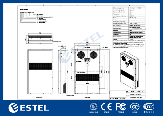 Εναλλάκτης θερμότητας περιβλήματος 48VDC 325W/K με επικοινωνία RS485 MODBUS RTU